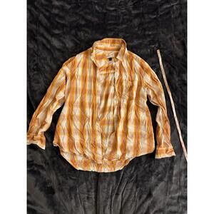 universal threads orange and white flannel button up women’s shirt size small